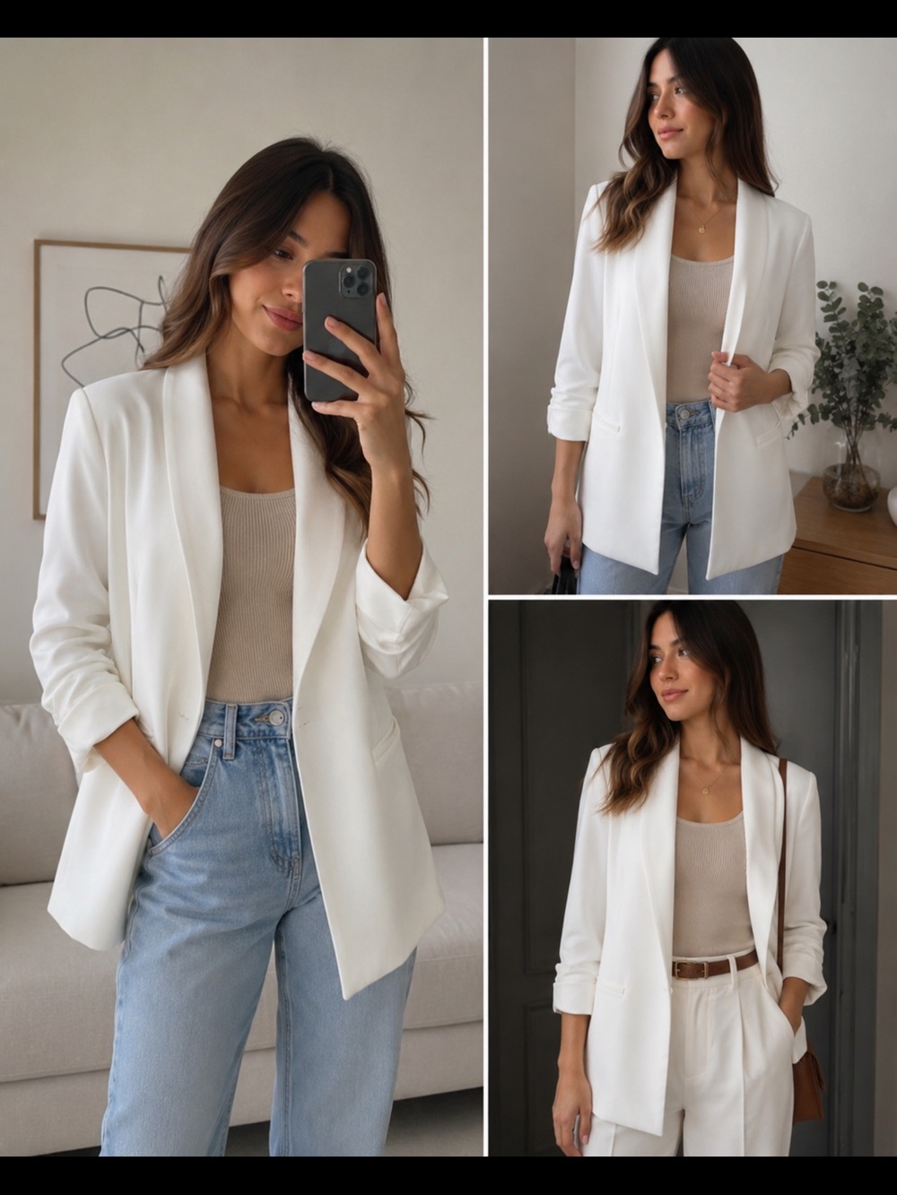 DAKOTA BLUE. Women's White Tailored Blazer - Chic Minimalist Jacket SIZE XXL
